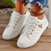 Fashion Lightweight Women's Sneakers - Black, White And Gold Embellished, Lace-Up Low-Top Casual Shoes For All Seasons_vogvips.com