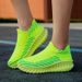 Green Platform Knit Sneakers Men Women Trainers Breathable Socks Men's Running Shoes Comfortable Slip-on Women's Sports Shoes_vogvips.com