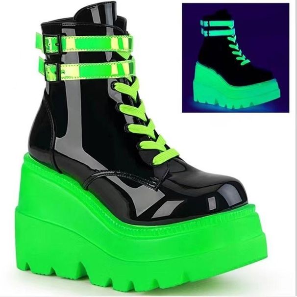 Women's Over-The-Knee Boots Women's Over-The-Knee Boots Women's Shoes Demonia 9.5Cm Thick Soled Motorcycle Boots/Gothic Sequined Wedge Heeled Short F_vogvips.com