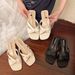 Women's Slippers 2025 Summer New French Style Bow Square Toe Chunky Heel One-Strap Sandals Outdoor High Heels For Women_vogvips.com