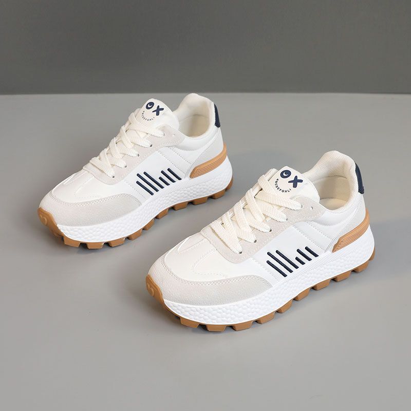 J6101 New Breathable White Shoes 2025 Spring And Summer Wear Resistant Thick Soled Casual Height Increasing Korean College Sneakers_vogvips.com