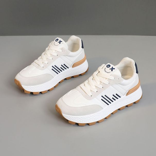 J6101 New Breathable White Shoes 2025 Spring And Summer Wear Resistant Thick Soled Casual Height Increasing Korean College Sneakers_vogvips.com