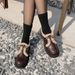 Platform Loafers Women's Retro British Style Single Shoes Women's Lace-up Plush And Furry Small Leather Shoes_vogvips.com