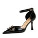 8323-K38 High-end Pointed High-heeled With Patent Leather And Shiny Surface Sandals, Hollow Metal Buckle, Elegant_vogvips.com