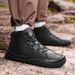 Barefoot High-Top Wide Toe Box Shoes For Men & Women - Waterproof Leather Outdoor Walking Shoes With Anti-Slip Rubber Sole - Unisex Sporty_vogvips.com