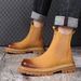 European Warm Series Men 2025 Autumn Winter Mid-top British Style Chimney Warm Snow Black Fleece Martin Boots Trendy_vogvips.com