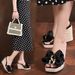 Women’s Shoes New Summer Square Head Wedge Heel Thick Bottom High Heel Slippers Women's Bow Flower Glass Glue Sandals_vogvips.com