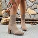 Slim Fit High Heels Ankle Boots For Women Knitted Pointed Toe Sock Boots Chunky Elastic Heel Single Boots For Autumn Winter_vogvips.com