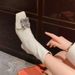 Square Toe Ankle For Women, Internet Celebrity Style, Rhinestone Chunky Heel, High Heels, Patent Leather, Slimming,_vogvips.com