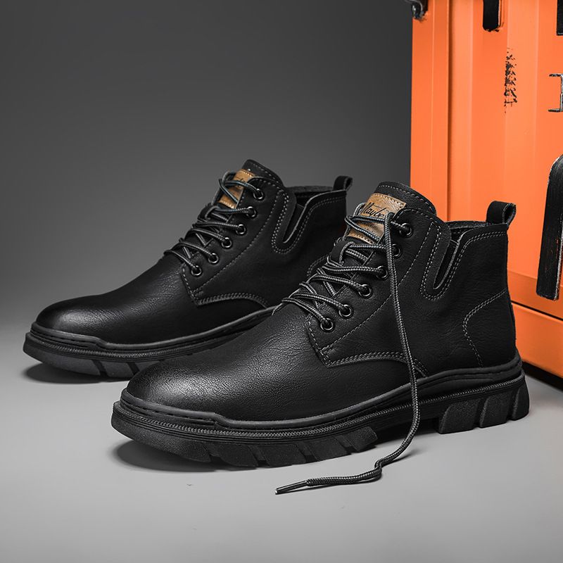 European Warm Series New Men's Martin High Top Fashion Waterproof Big Toe Short Height Increasing Work Boots For Men_vogvips.com