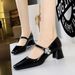 5288-K87 Style Banquet Women's Shoes With Thick Heel, Shallow Mouth, Square Straight Toe, And Rhinestone Buckle, Single_vogvips.com
