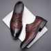 British Style Autumn For Men Genuine Men's Top Layer Cowhide Soft Pointed Business Formal Alligator Pattern Brown_vogvips.com