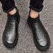 Men's Shoes Casual Single Shoes Leather Boots Outdoor Casual Short Boots High-top Pullover Crocodile Pattern_vogvips.com