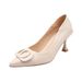 2025 Autumn New Soft Leather High Heels With Metal Loop Buckle Design Pointed Shallow Mouth Commuter Single Shoes_vogvips.com