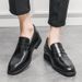 Fashionable casual Inner height increasing leather shoes men's outer wear slip-on business lazy shoes retro solid color pointed single-layer shoes_vogvips.com