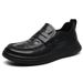 2025 Spring New Crooked Toe Leather Shoes Thick-Soled Loafers Men's Casual Slip-On Moccasins Trendy_vogvips.com