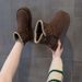 Snow Boots Women's Thick-soled Side Buckle Fleece Thickened Casual Cold-proof Small Snow Cotton_vogvips.com