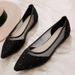 Flat-bottomed Mesh Yarn Breathable Pointed Single Shoes Women's Korean Version Shallow Mouth Laden Shoes One Pedal Doudou Shoes Women_vogvips.com