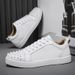 Men's Shoes Red Bottom Rivet Casual Shoes Simple Social Guy Sneakers Fashionable Trend Real Microfiber Leather Shoes White Shoes_vogvips.com