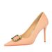 3265-K9 Korean Style Fashion Party High Stiletto Heels Shallow Mouth Pointed Toe Metal Buckle Decorated Single Women's_vogvips.com