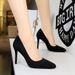 Nightclub High Heels Thin Heel Super High Heel Shallow Mouth Round Head Suede Single Shoes Women's Shoes_vogvips.com