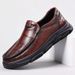Euro Step Autumn New Genuine Leather Business Casual Men's Thick Sole Slip-On Loafers Non-Slip Wear-Resistant Dad Shoes_vogvips.com