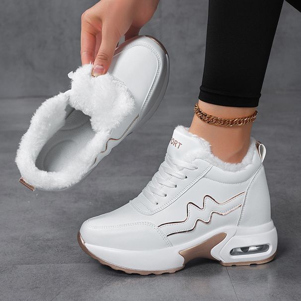 Women's Cotton Shoes With Plush Insulation And Air Cushion, Thick Soled Casual Shoes With Increased Height Inside_vogvips.com