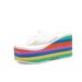 Women's Shoes Summer Rainbow Thick Soled Sandals Super High Heel Flip Flops Women's Colorful Spring Women's Shoes Casual Beach Flip Flops_vogvips.com