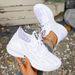 Spring Summer Breathable Mesh Sport Women Slip On Hollow Out Knitted Flats Shoes Woman Plus Size 43 Thick Sole Sneakers_vogvips.com