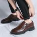 Euro Step Formal Business New Brogue Casual Leather Shoes Height Increasing Tassel Slip-On Loafers Men_vogvips.com