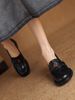 Soft Sheepskin Black High-Heeled Camellia Loafers 2025 Spring & Fall New British Style Slip-on Platform Shoes Women_vogvips.com