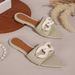 Women's Shoes Hot Selling Flat Slippers Pointed Open Toe Button Decorated Fashion Sandals Southeast Asia Middle East Slippers For WomenGolden Shoes_vogvips.com