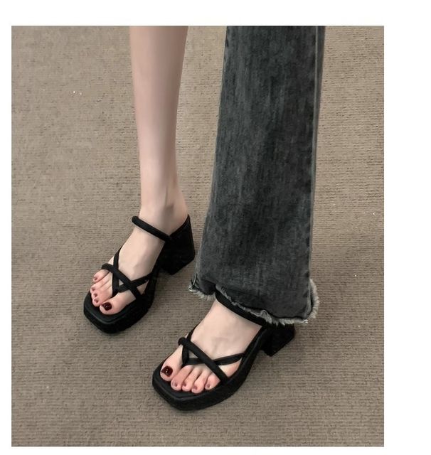 Women's Shoes Women's Slippers, Outdoor High Heeled Sandals, No Tiring Shoes, Thick Heels, Non Slip, No Odor, Versatile_vogvips.com
