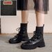Genuine Soft Leather Martin Summer Thin 2024 New Thick Sole Women's Spring Autumn Single Black Short Boots_vogvips.com