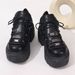 Chunky Platform High-Top Lace-Up Shoes For Women - Fashionable PU Leather Round Toe Boots With Metal Accents & Thick Rubber Sole_vogvips.com