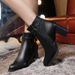 2020 New Women's Pointed Toe Chunky Heel Belt Buckle Thick Sole Short Tube Large Size Martin Boots_vogvips.com