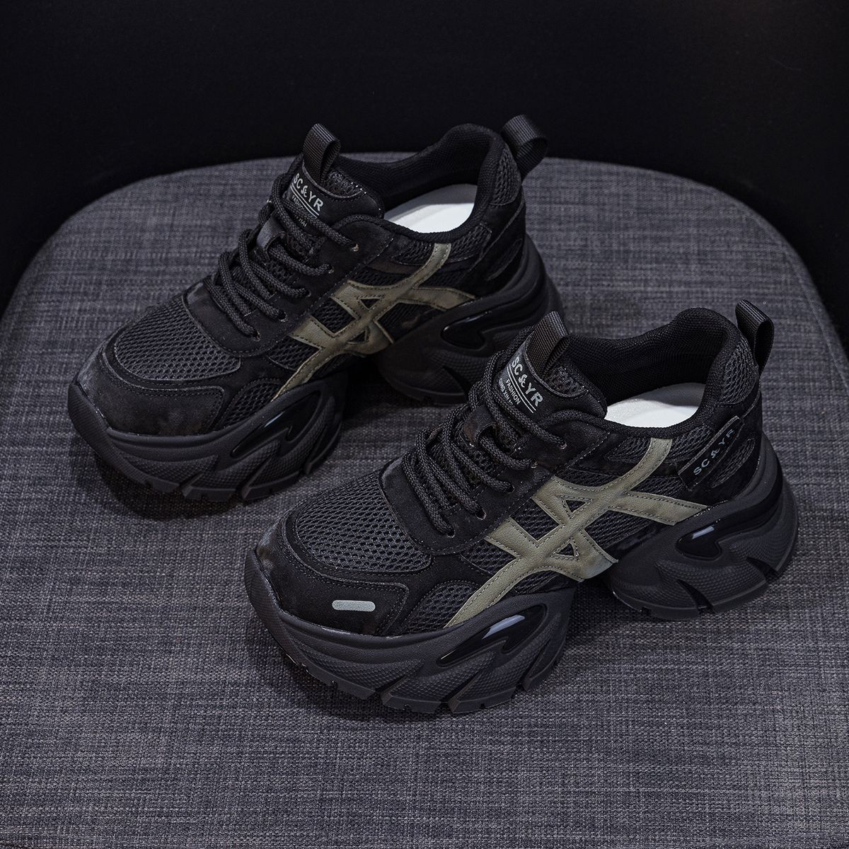 Retro Splicing Dad Shoes Women's Platform Heightening Sports Shoes Casual Versatile Shoes Women_vogvips.com