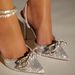 New Style Pointed Shiny Rhinestone Bow Stilettos Thin Straps Wrapped Straps Party Banquet Women's High Heels_vogvips.com