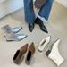 French-style Pointed-toe Short For Women, 2025 Autumn And Winter New Thick-heeled Stretch Slim Boots, Silver Slimming_vogvips.com