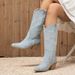 Vintage Embroidered Cowboy Boots For Women - Pointed Toe Western Riding Boots With Chunky Heel, Retro Distressed Leather_vogvips.com