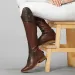 Women's Equestrian Leather Knee High Shoes Vintage Horse Autumn Winter Mountain Riding Boots Botas Mujer_vogvips.com