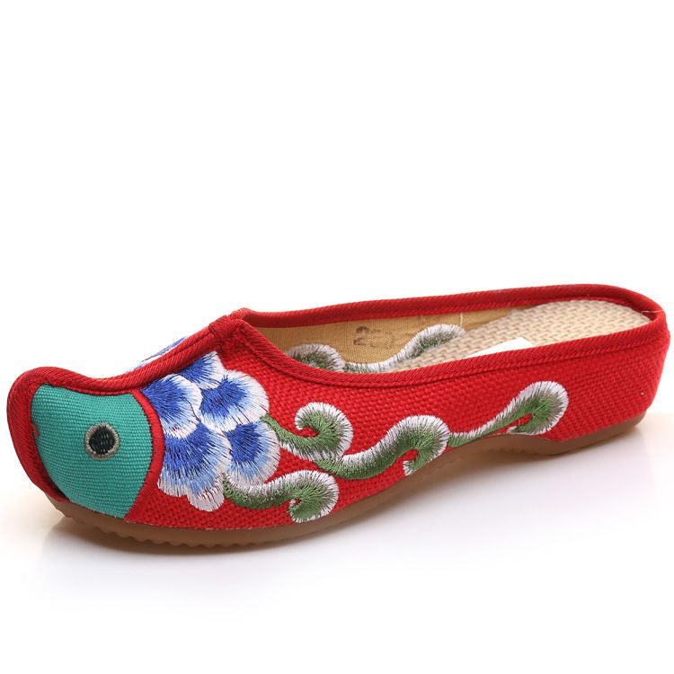 Ethnic Style Canvas Embroidered Cloth Shoes Women's Summer Sandals_vogvips.com