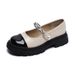 thick-soled Mary Jane Shoes For Women, Small Fragrant Style, Word With Retro Round Head Color Matching Thick Heel Single Shoes For Women_vogvips.com