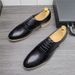 Euro Step British Style Lace-Up Black Business Formal Brogue Carved Casual Leather Korean Version Men's Wedding Pointed Shoes_vogvips.com