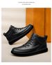 Medium Top Leather Shoes Men's Velvet Warm Cotton Shoes Tooling Boots Men's Thick-soled Wear-resistant Work Leather Boots_vogvips.com