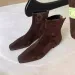 Flats Ankle Suede Warm Women Shoes Winter Square Toe Casual 2025 Trend Low Heels Snow Boots Mujer Zapatos 241227_vogvips.com