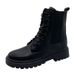 British Style Martin For Women Front Lace-up Thick Sole Round Toe Solid Color Short Fashion Womens Boots_vogvips.com