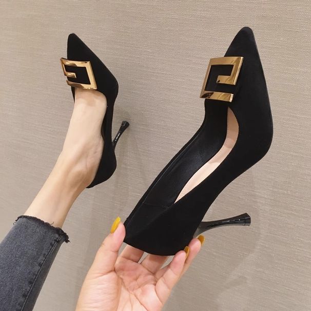 2025 Spring/Summer Pointed Black French Fashion Sexy Internet Celebrity High Thin Heels Professional Single Shoes Women_vogvips.com