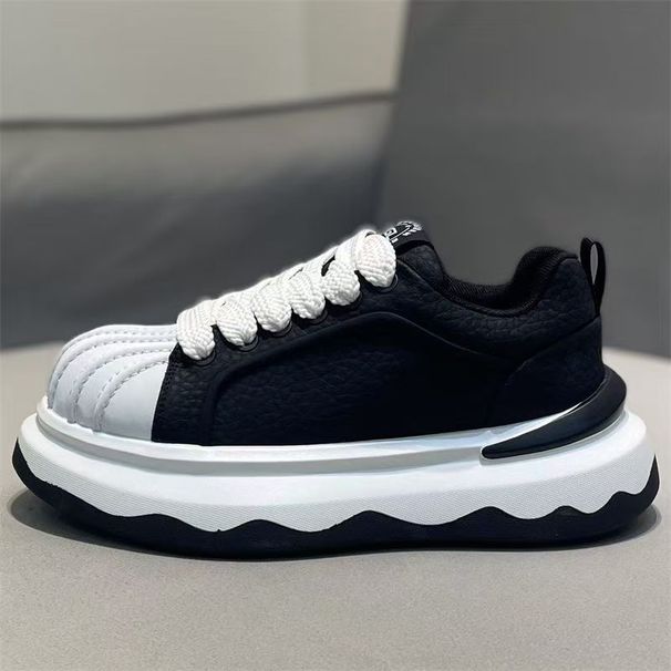 Men's Genuine Leather Shell Toe Chunky Platform Sneakers Breathable Fashion Casual Athletic Shoes Retro Lightweight Comfort_vogvips.com