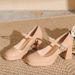 Women's Shoes Waterproof Platform Chunky Heel Mary Jane Pumps - Square Toe Slip-On Dress Shoes With Buckle Detail In Leather (Black, Beige, Ivory)_vogvips.com